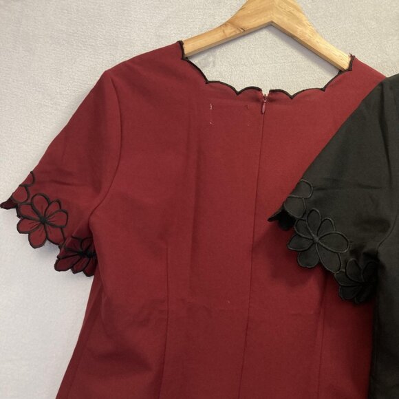 Lot of 2 Anthony Richards Scalloped Shift Dress Womens 14 Black Red Knee Length - Picture 14 of 15